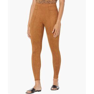 Spanx Faux Suede Leggings Womens‎ M Rich Caramel Brown Pull On Casual Night Out